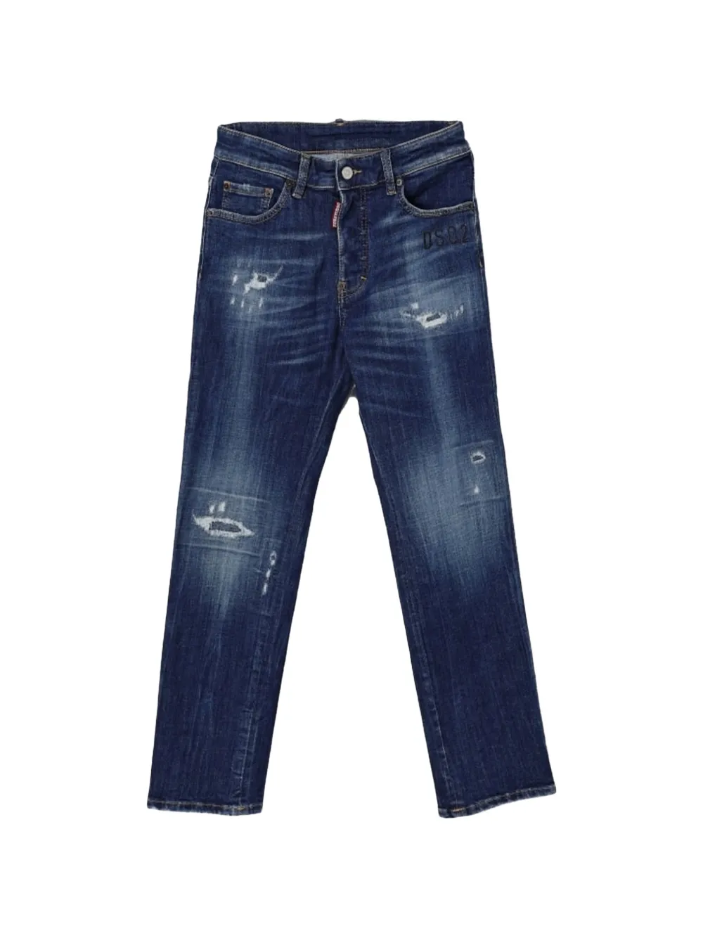 DSQUARED2 KIDS distressed-effect whiskered jeans - Blu