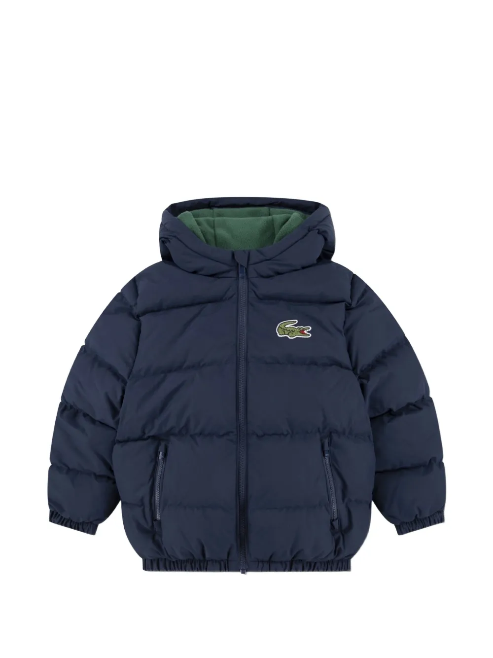 Lacoste Kids logo-patch hooded puffer jacket - Blu