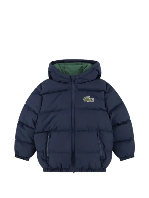 Lacoste Kids logo-patch hooded puffer jacket