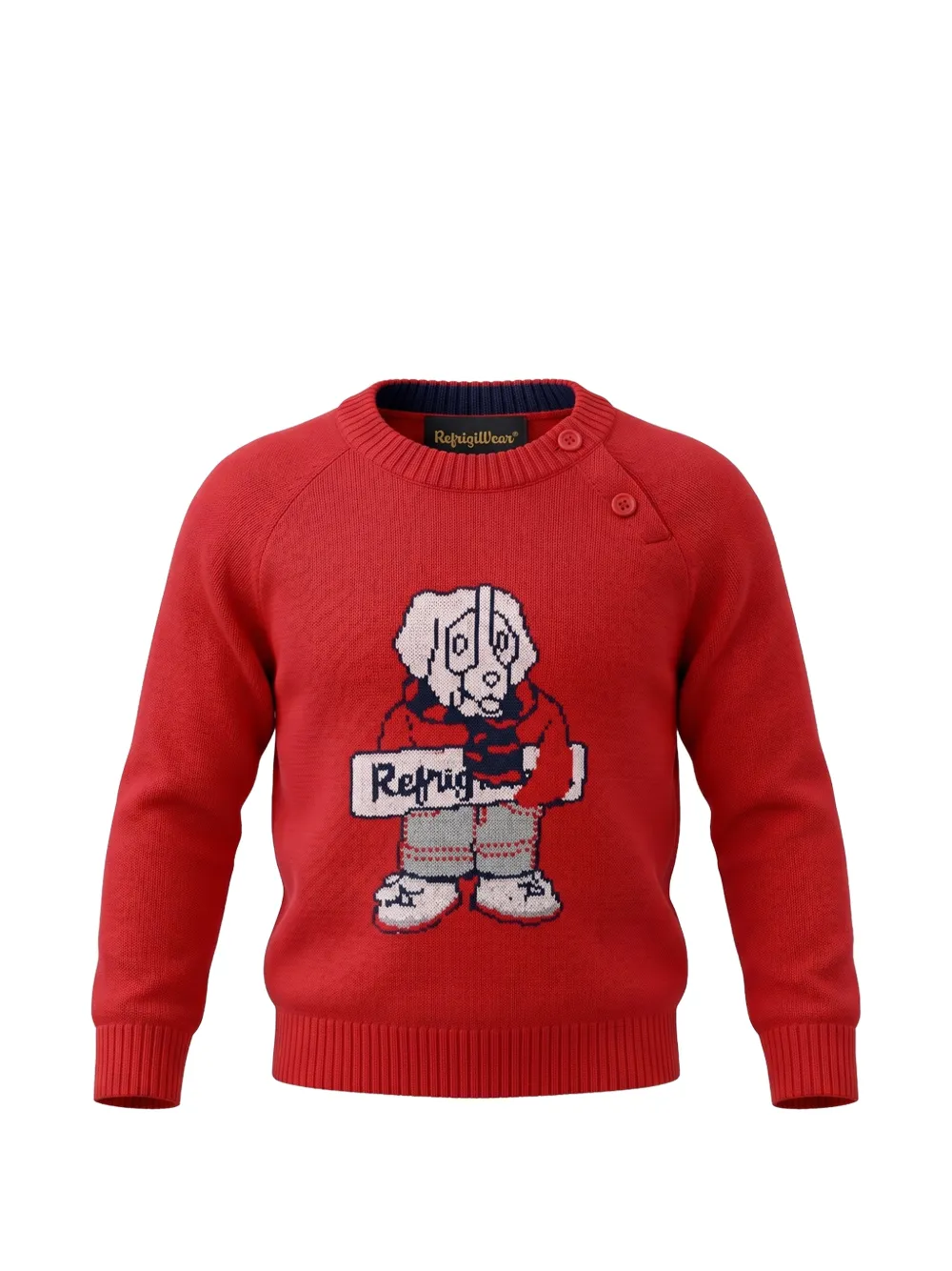 REFRIGIWEAR KIDS dog-intarsia raglan-sleeve sweater - Rosso