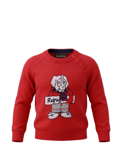 REFRIGIWEAR KIDS pull à manches raglan et motif chien intarsia