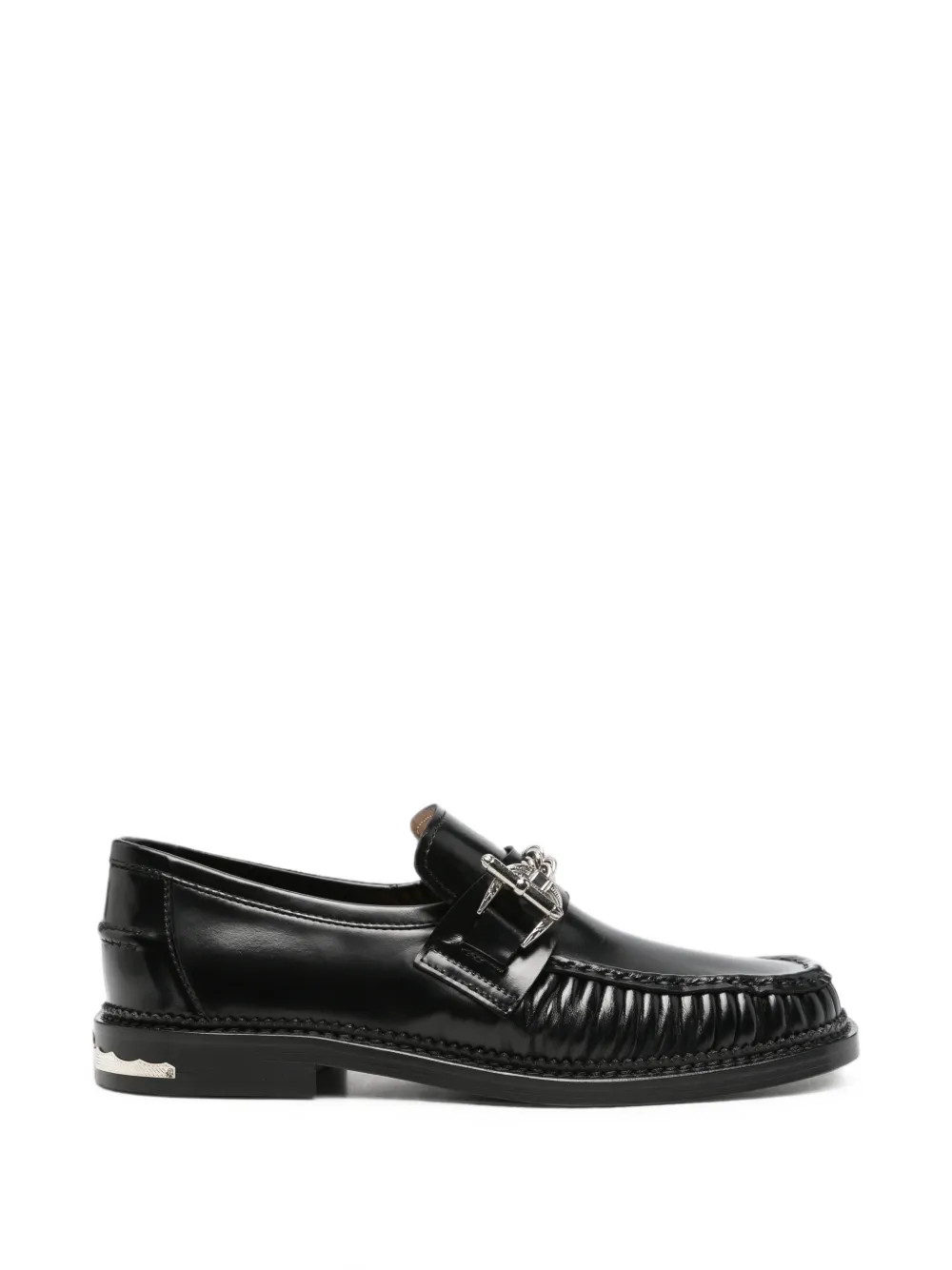 Toga Virilis embellished pleated leather loafers - Nero