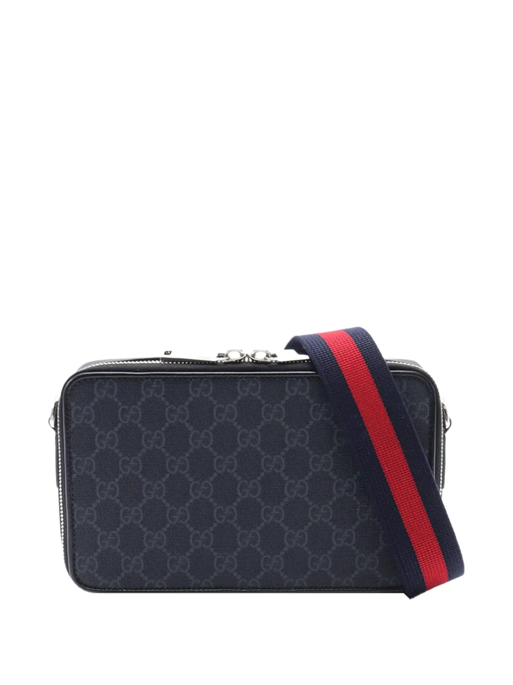 Gucci Pre-Owned Borsa a tracolla piccola in tessuto GG Supreme con decorazione Web 2016-2026 - Nero