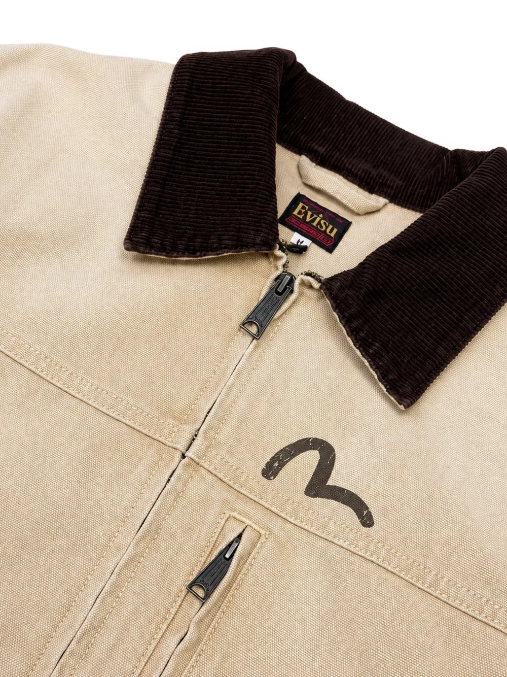 EVISU logoprinten canvas jas Beige