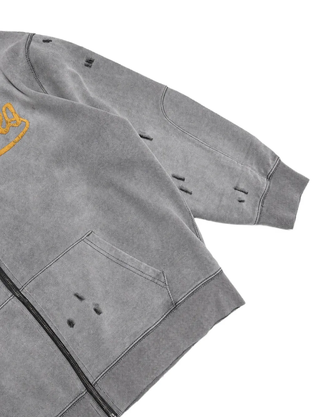 EVISU Genes gerafelde hoodie met logo Grijs