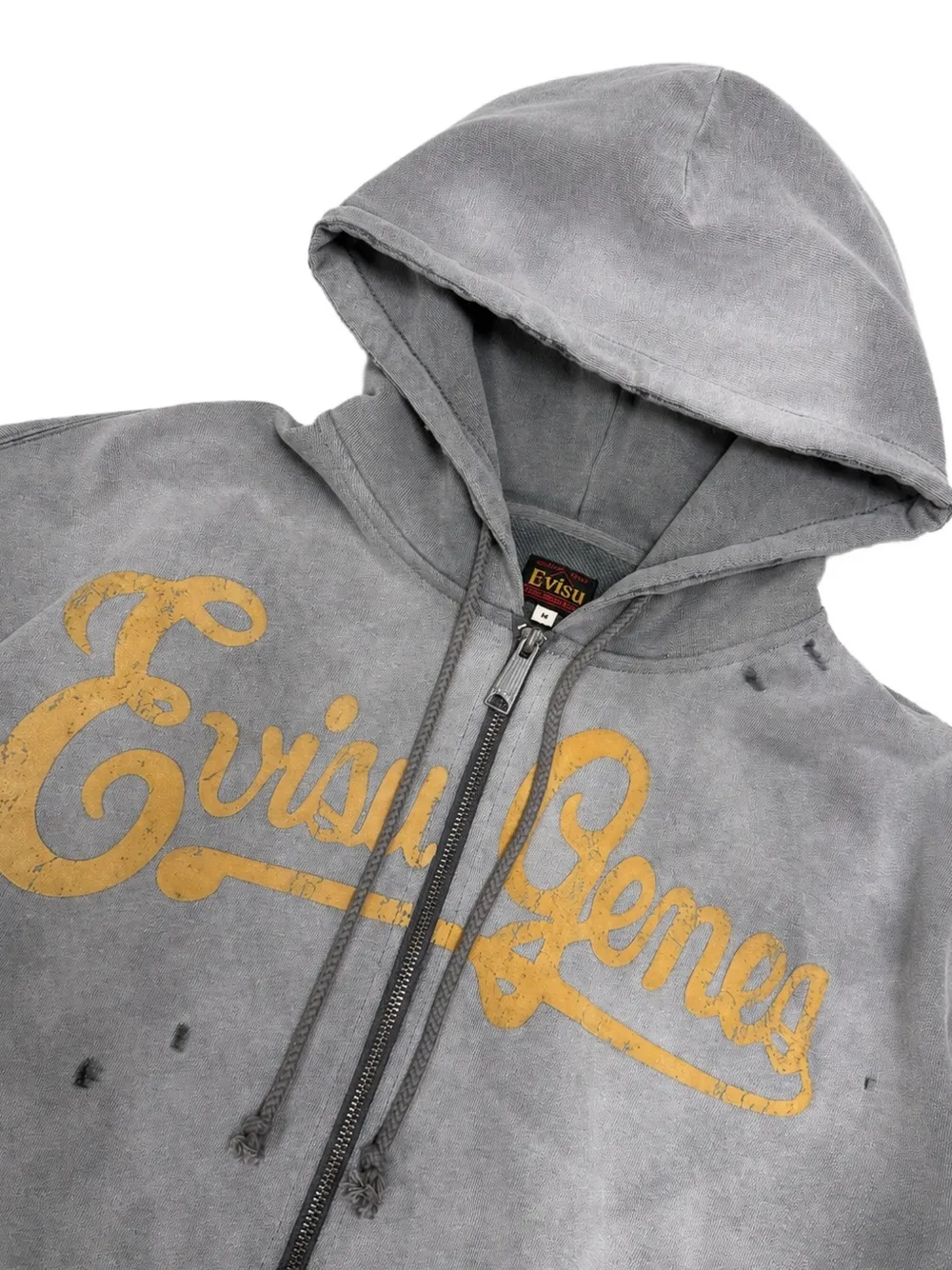 EVISU Genes gerafelde hoodie met logo Grijs