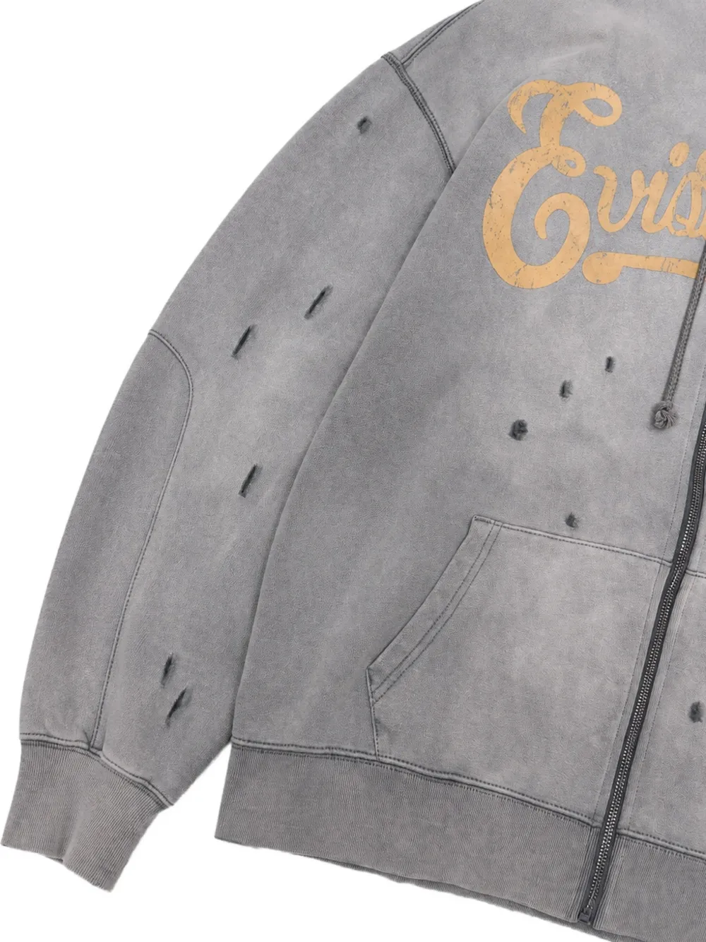 EVISU Genes gerafelde hoodie met logo Grijs