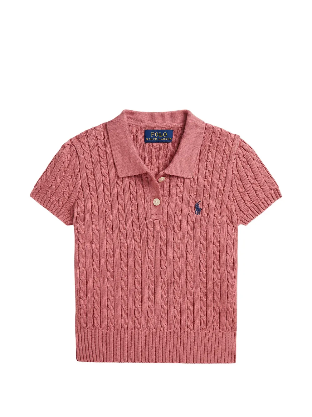 POLO RALPH LAUREN KIDS cable-knit polo shirt - Rosa