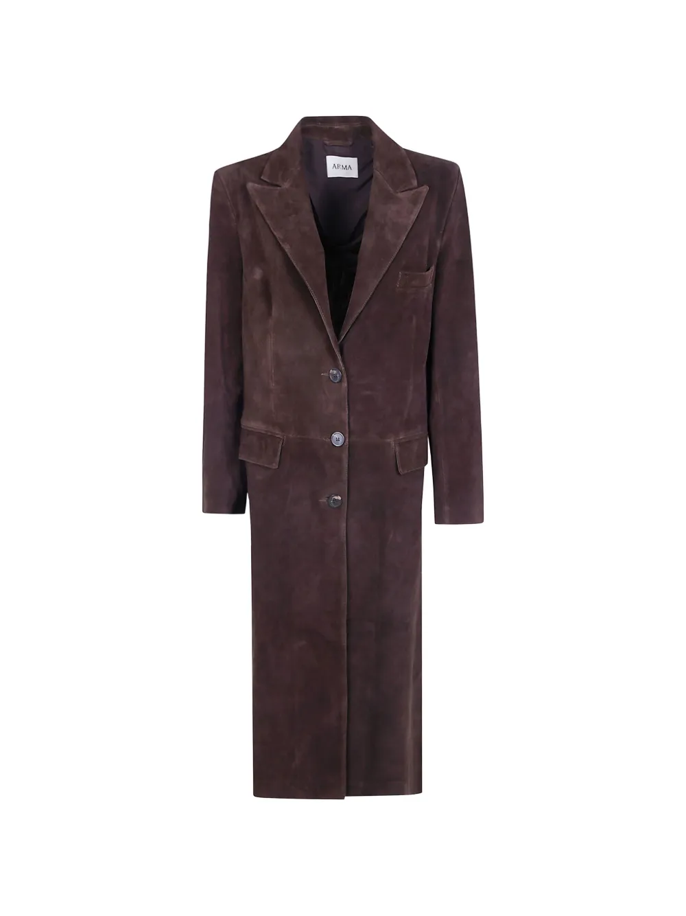 Arma Single-breasted Suede Coat In Brown