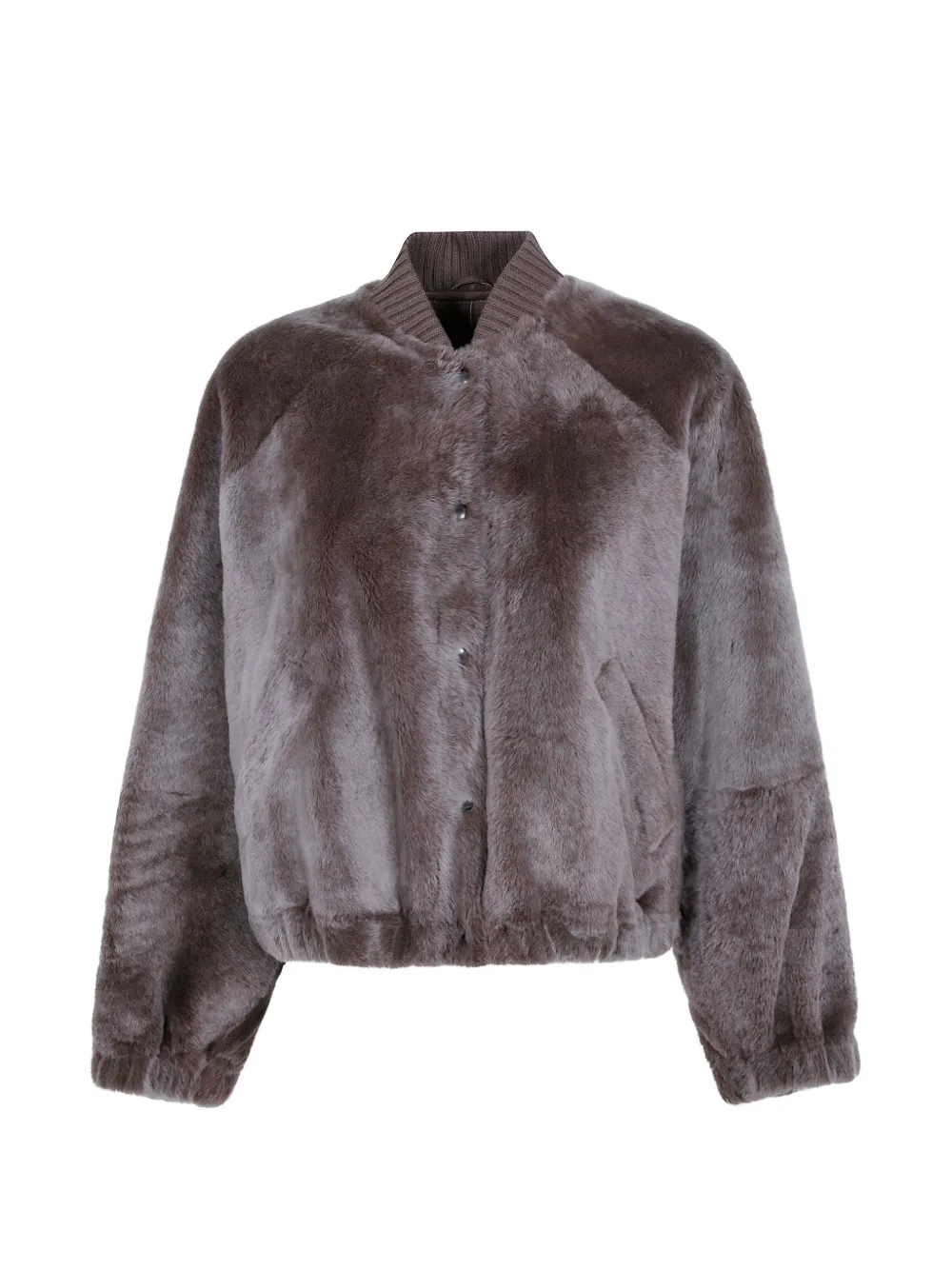 Brunello Cucinelli Buttoned Bomber Jacket In Brown