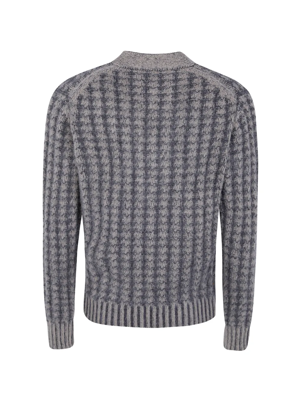 ASPESI Waffle-knit Wool Cardigan in Grey, view 2