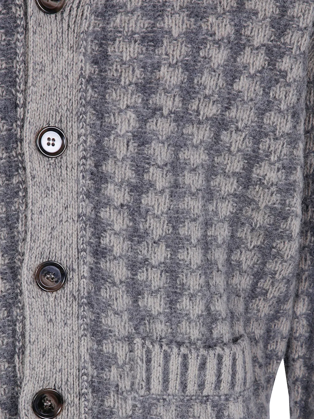 ASPESI Waffle-knit Wool Cardigan in Grey, view 3