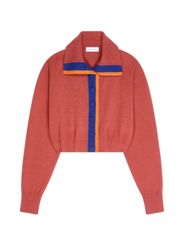 Dries Van Noten Cropped Cashmere Cardigan in Red