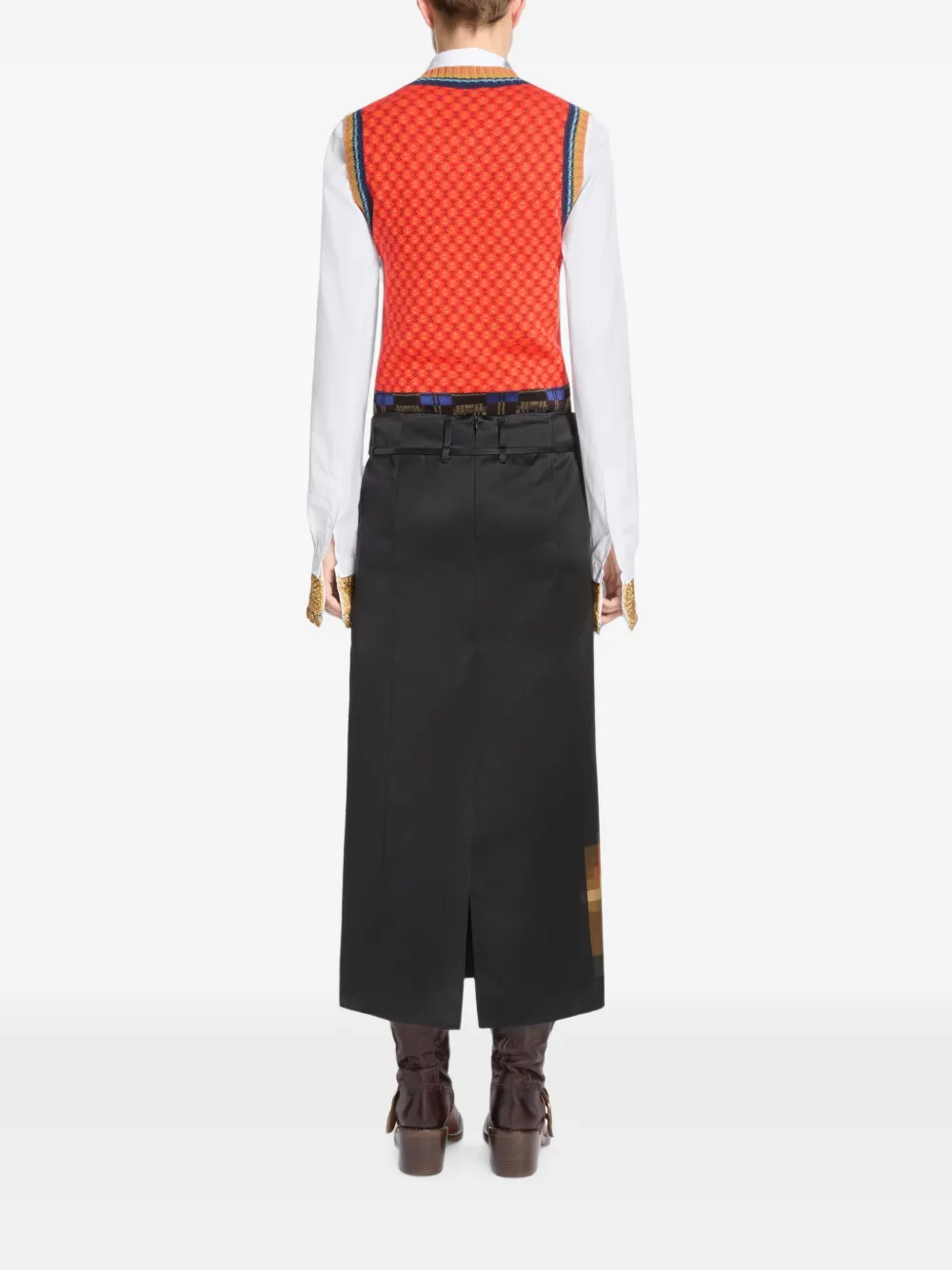 DRIES VAN NOTEN Jacquard Wool Sweater in Orange, view 4
