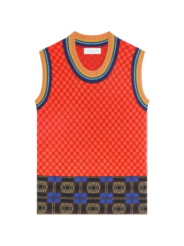 Dries Van Noten Jacquard Wool Sweater in Orange