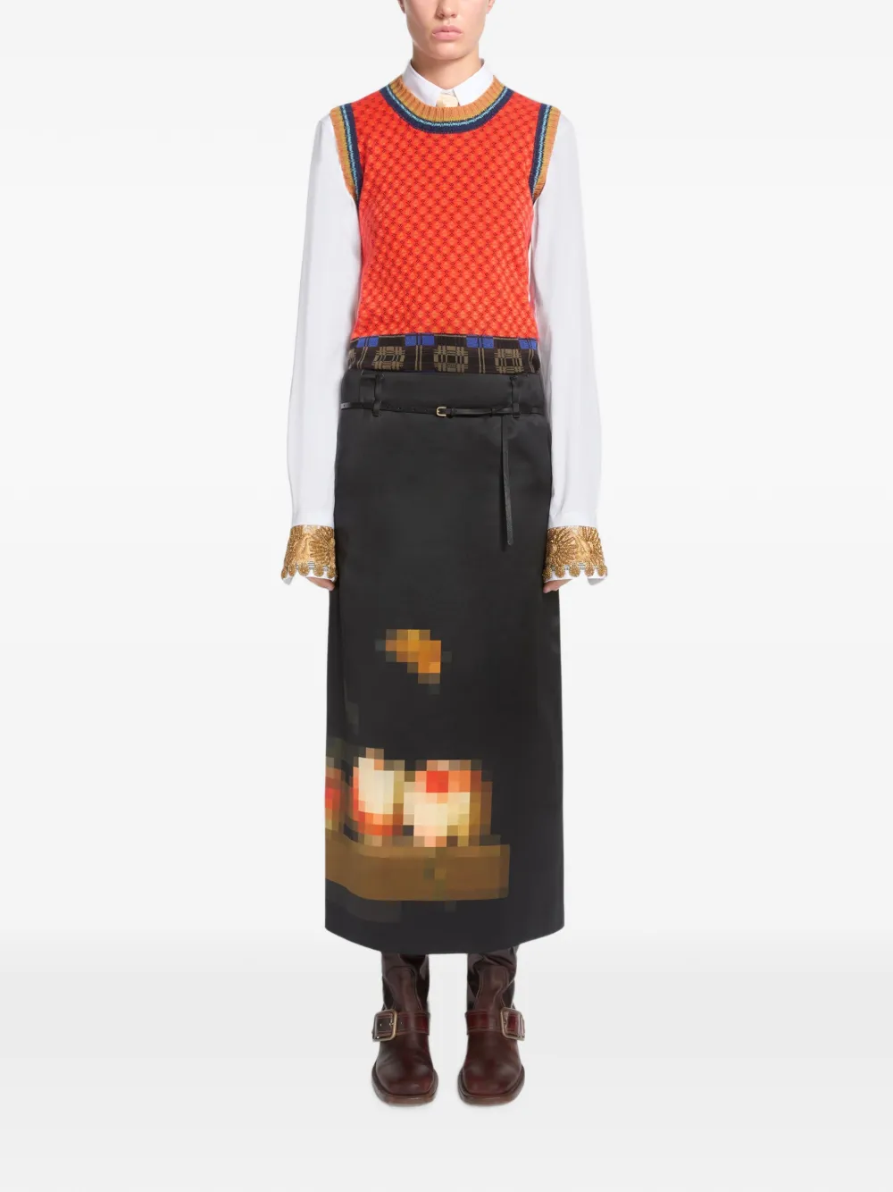 DRIES VAN NOTEN Jacquard Wool Sweater in Orange, view 2