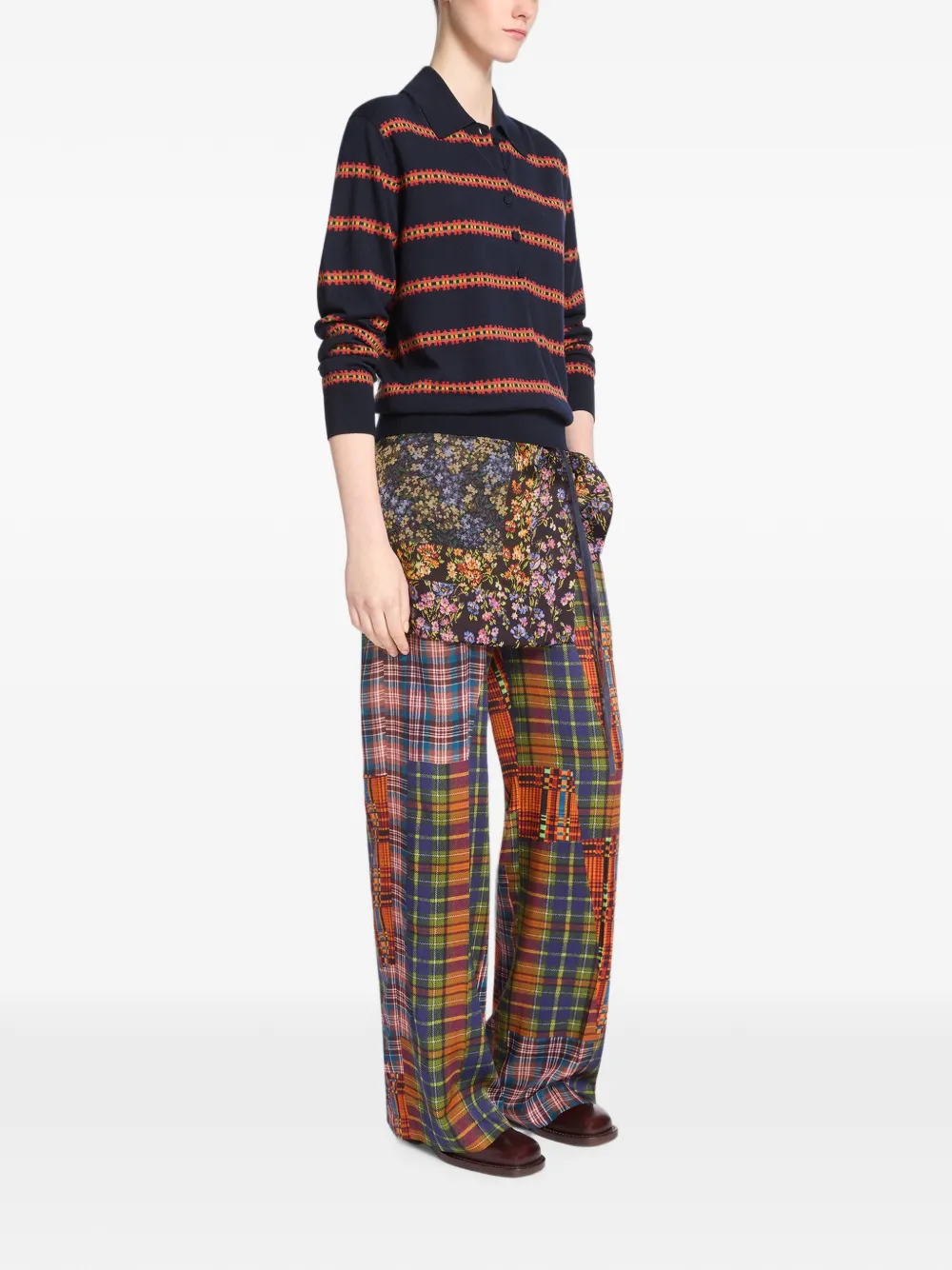 DRIES VAN NOTEN Striped Wool Polo in Blue, view 3