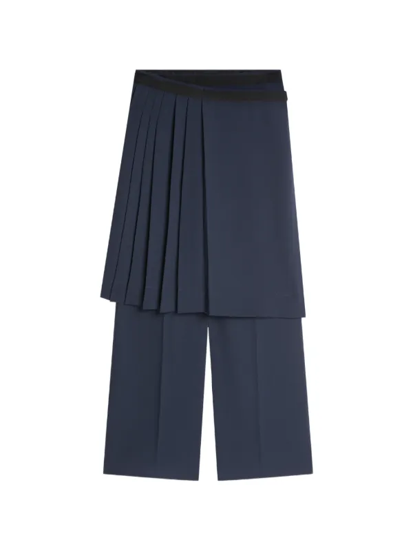 Dries Van Noten Pleated Layered Trousers in Blue