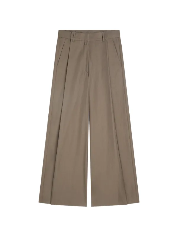 Dries Van Noten Wide-pleated Cotton Pants in Grey