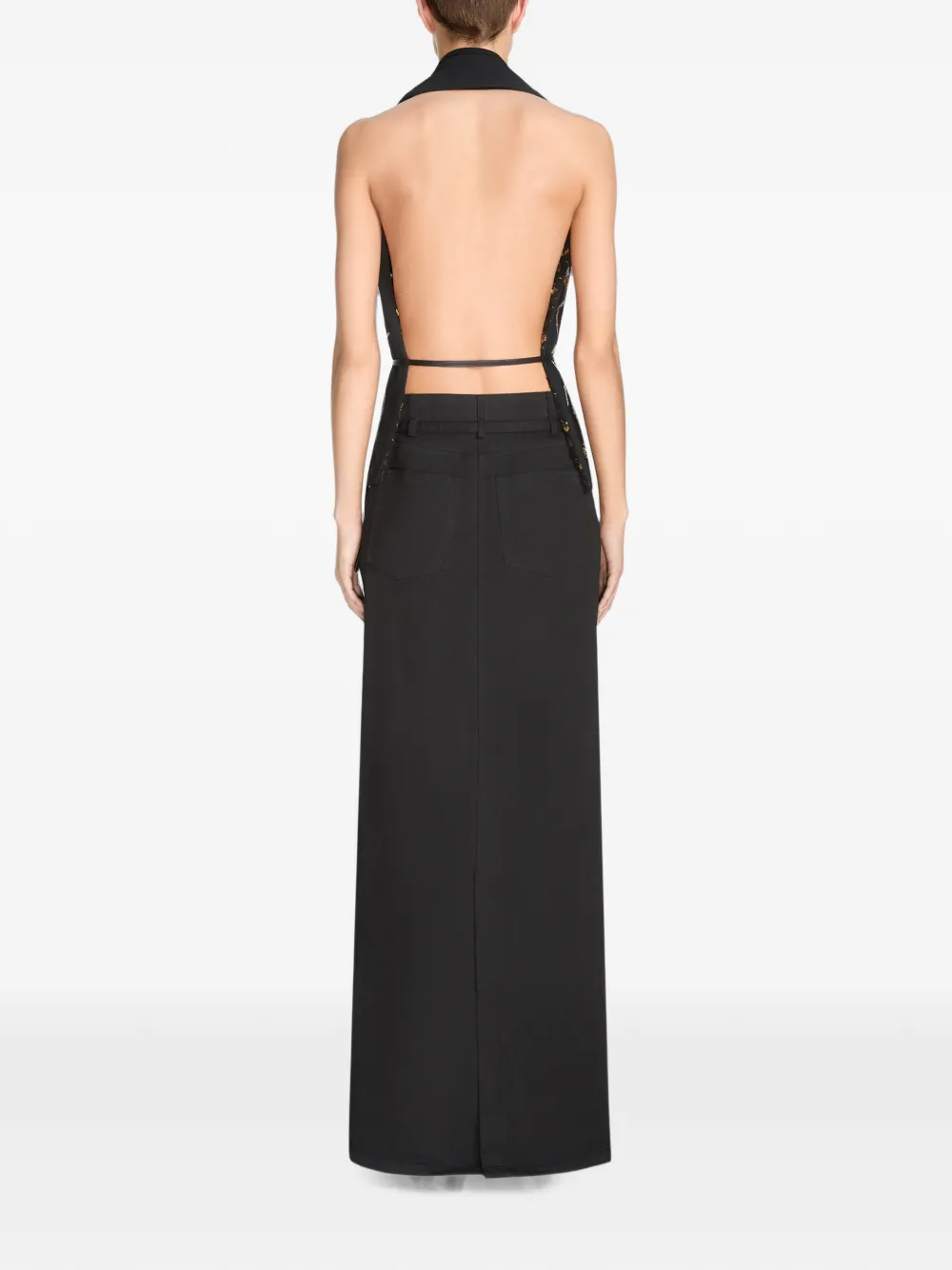 DRIES VAN NOTEN Embroidered Scarf in Black, view 4