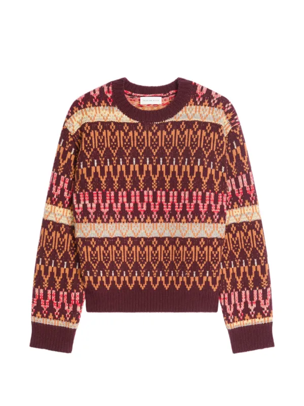 Dries Van Noten Jacquard Wool Sweater in Red