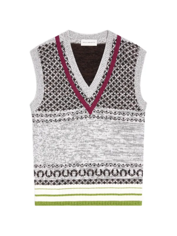 Dries Van Noten Fitted Cashmere Top in Grey