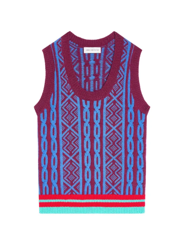 Dries Van Noten Jacquard Wool Top in Purple