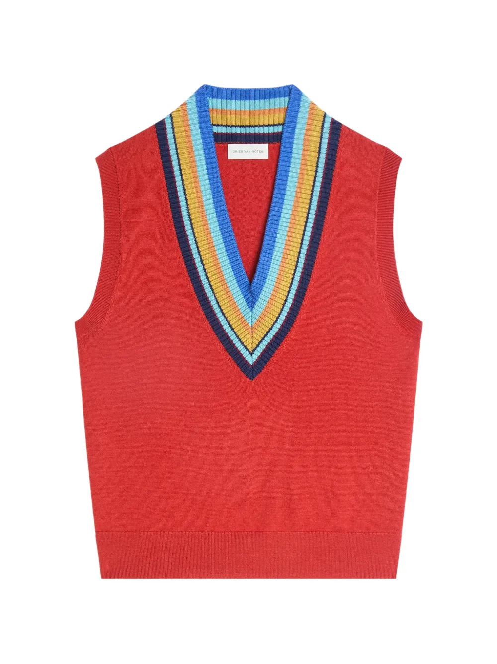 Dries Van Noten V-neck Wool Top In Red