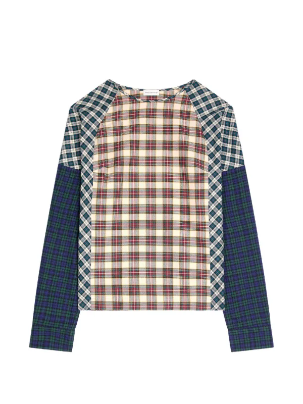 Dries Van Noten Contrast Cotton Flannel Top in Neutrals