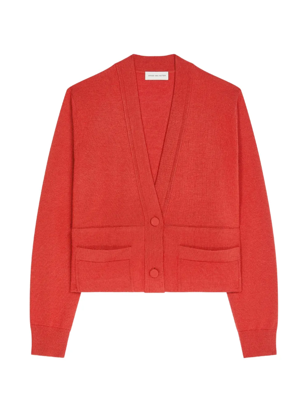 Dries Van Noten Cropped Wool Cardigan In Red