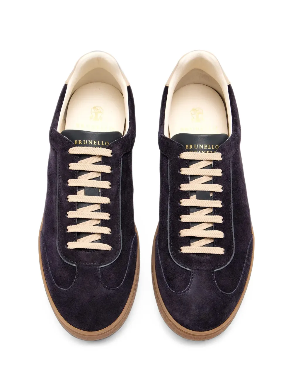 Brunello Cucinelli suede sneakers in navy Blauw