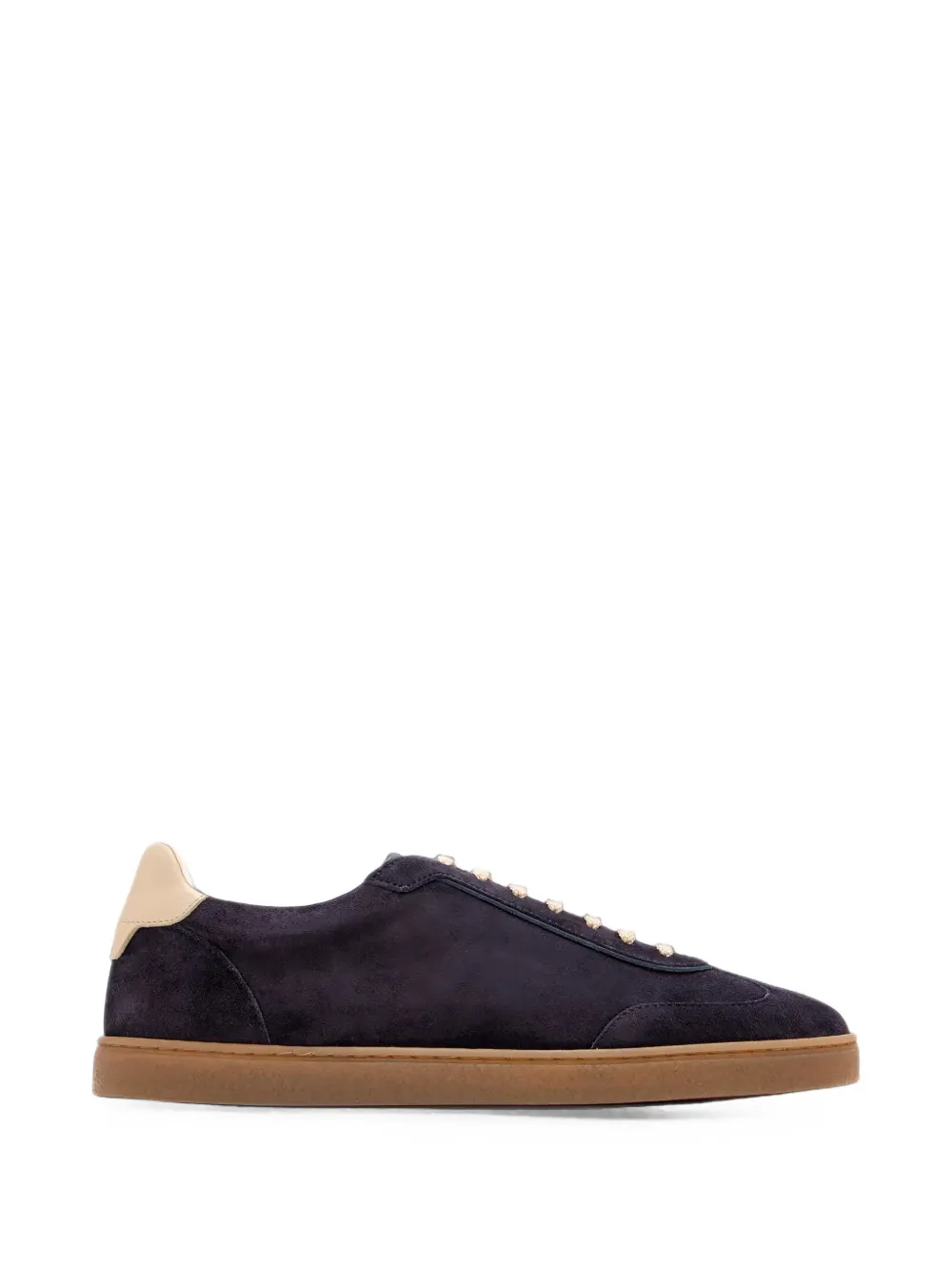 Brunello Cucinelli Suede Sneakers In Navy In Brown
