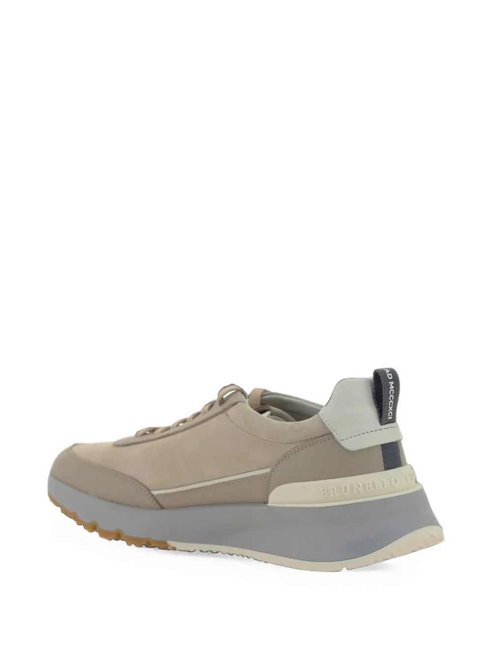 Brunello Cucinelli logo-embossed lace-up sneakers in oat Beige