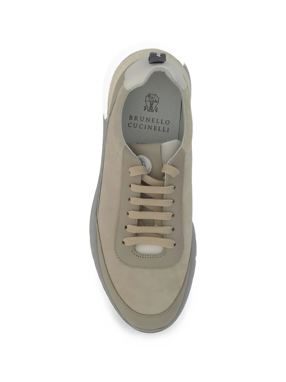 Brunello Cucinelli logo-embossed lace-up sneakers in oat Beige