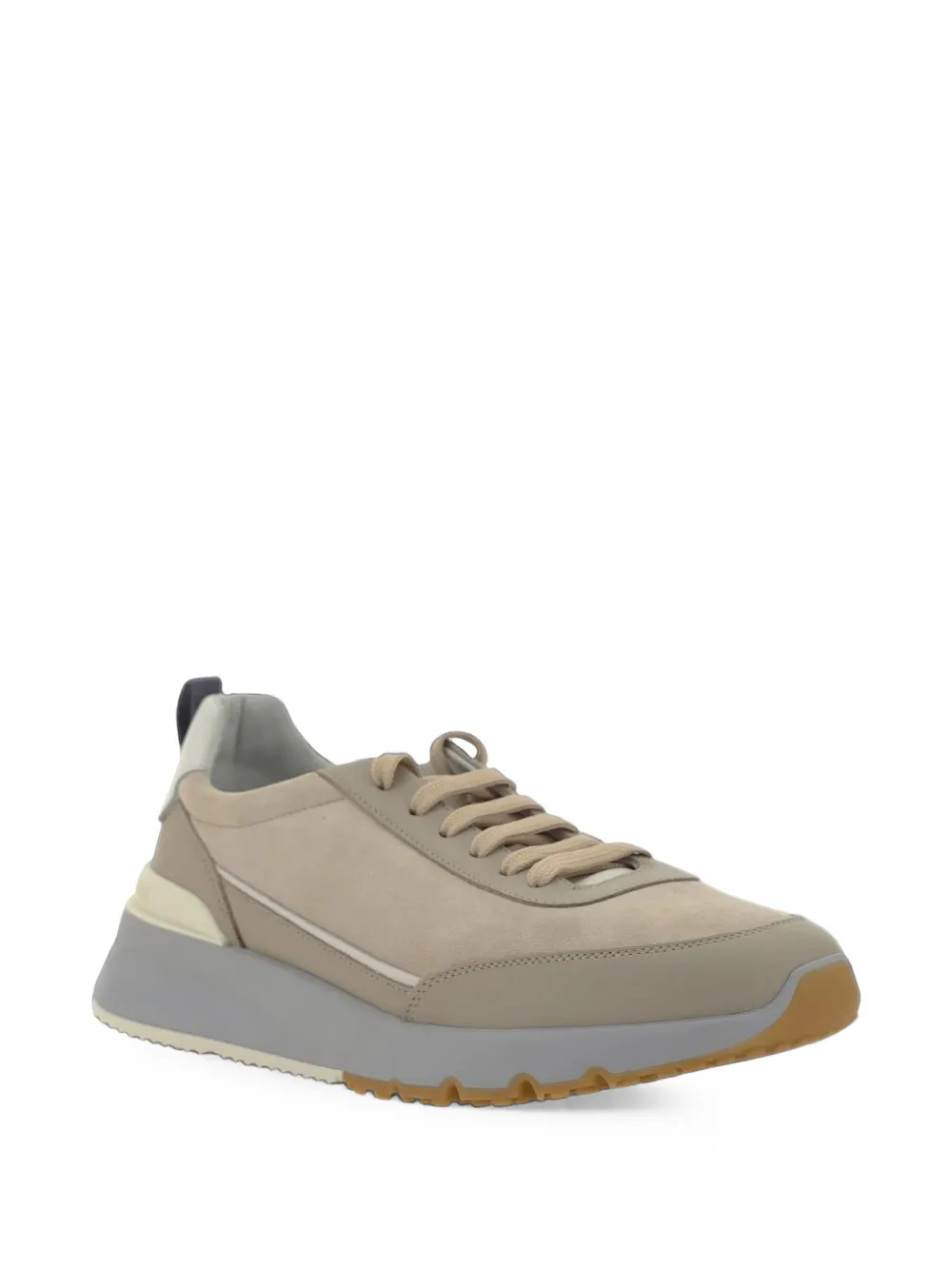 Brunello Cucinelli logo-embossed lace-up sneakers in oat Beige