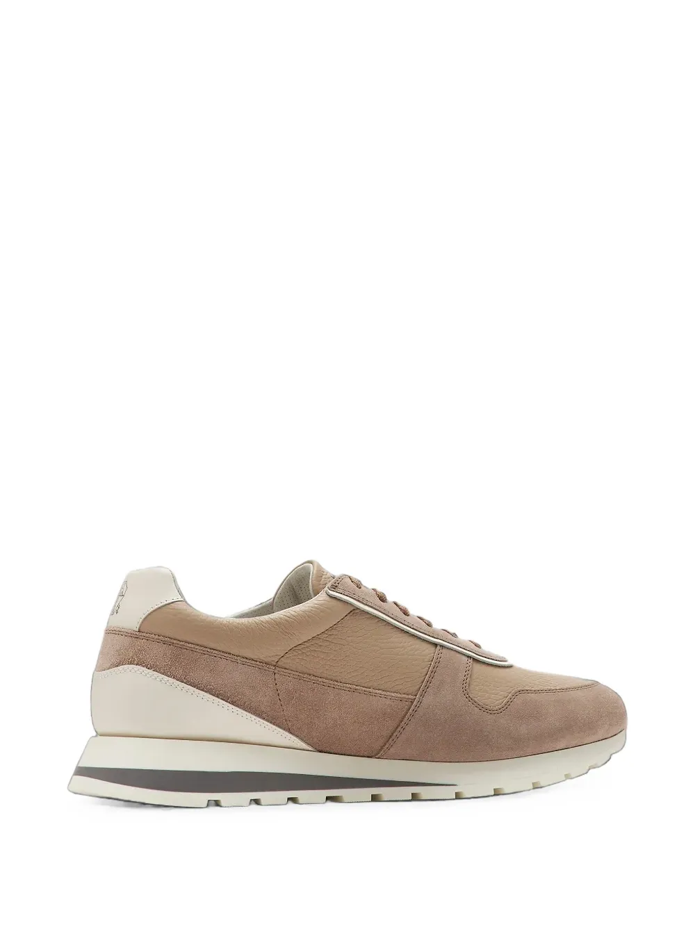 Brunello Cucinelli washed suede and calfskin runners in beige