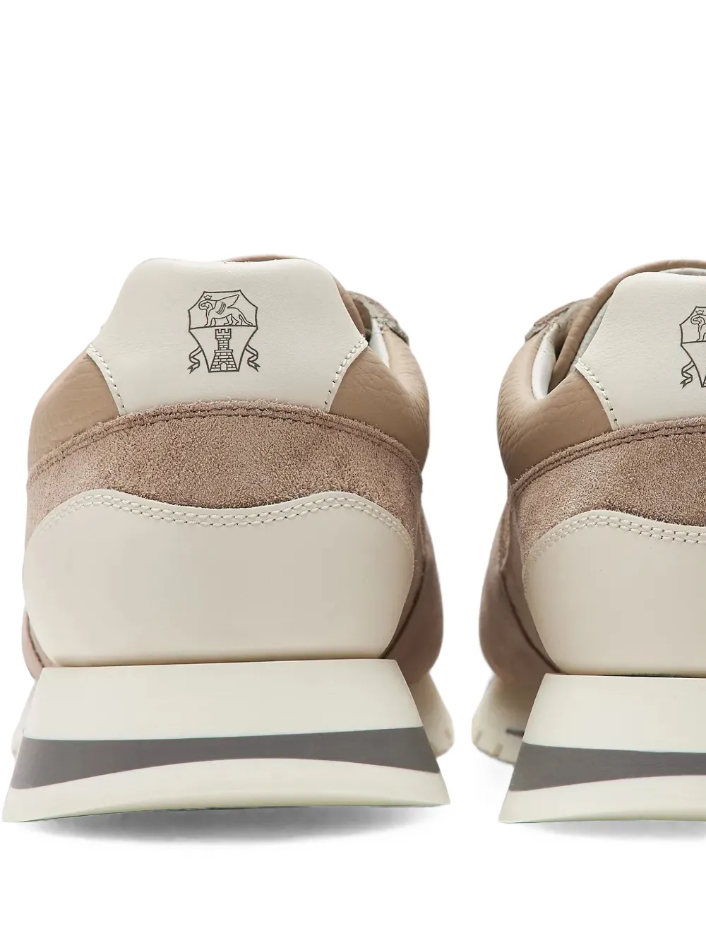 Brunello Cucinelli washed suede and calfskin runners in beige