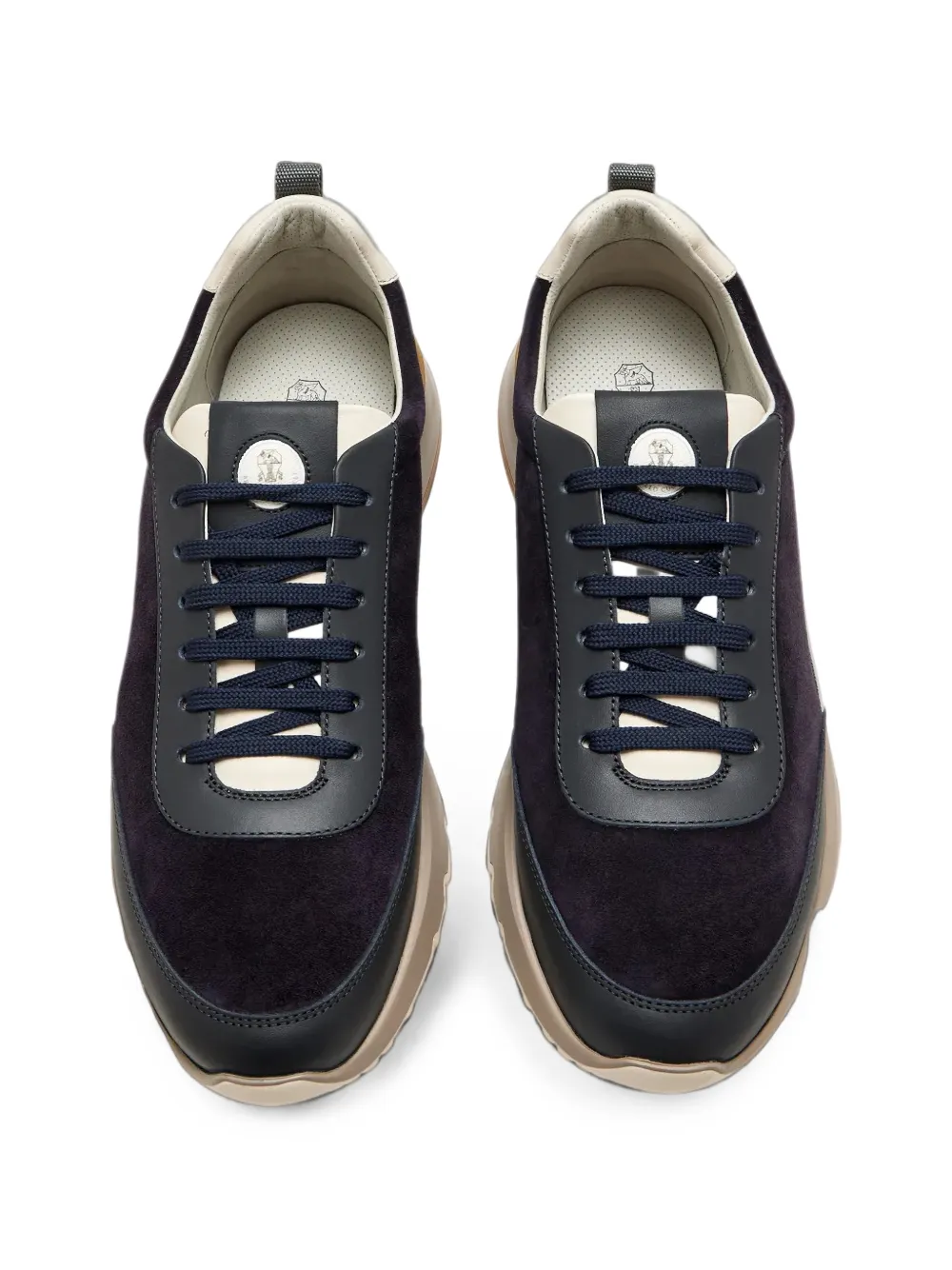 Brunello Cucinelli suede runners in navy Blauw