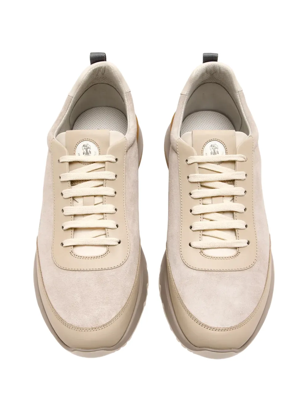 Brunello Cucinelli logo-embossed lace-up sneakers in beige