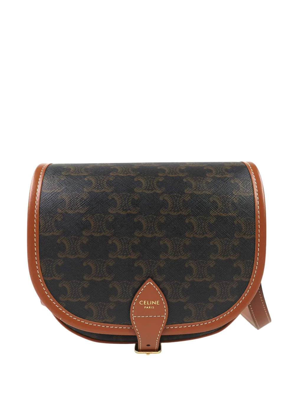 Celine Pre-Owned 2020-2026 Medium Triomphe Coated Canvas Folco crossbody bag - Marrone