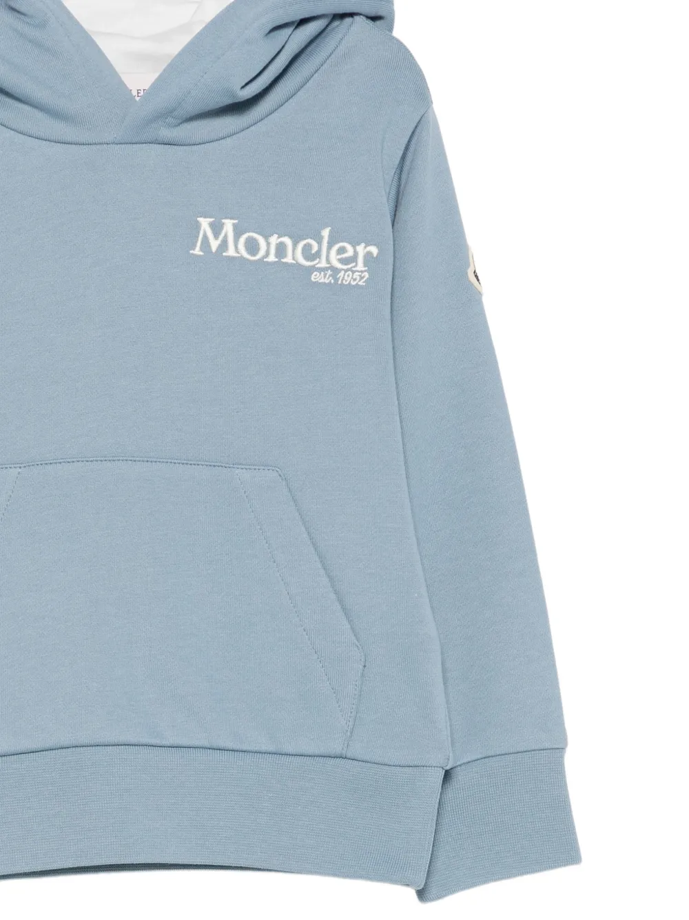Moncler Enfant Hoodie met geborduurd logo en buidelzak Blauw
