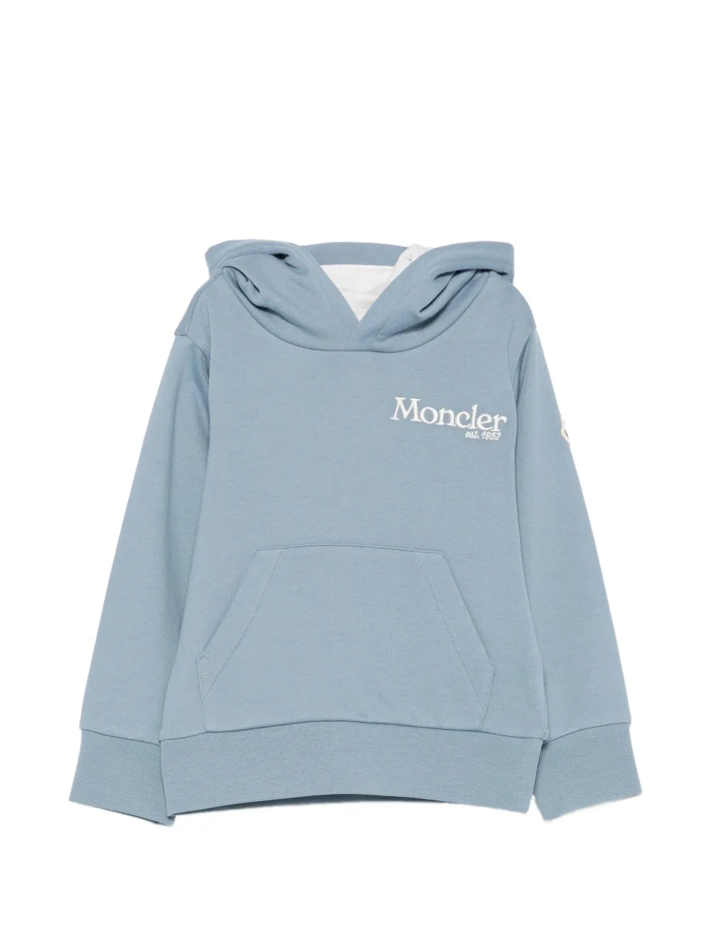 Moncler Enfant Hoodie met geborduurd logo en buidelzak Blauw