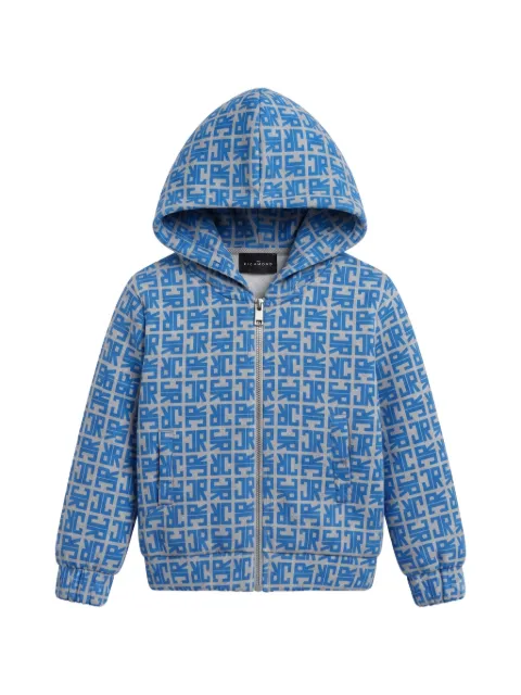 John Richmond Junior monogram-print zip-up hoodie