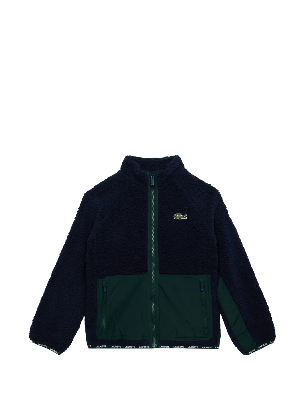 Lacoste Kids logo-patch fleece jacket - Blu