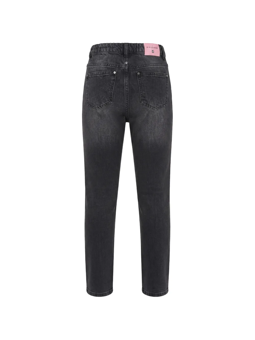 John Richmond Junior faded-effect logo-patch jeans Grijs