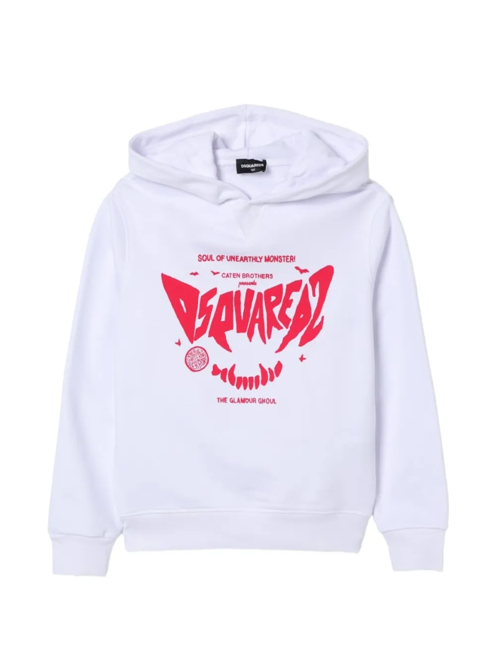 DSQUARED2 KIDS logo-print cotton hoodie - Bianco