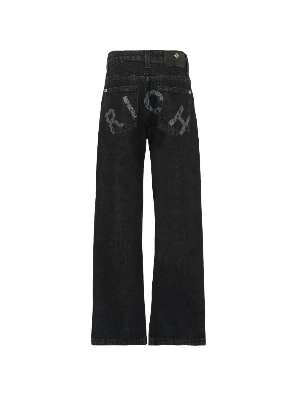 John Richmond Junior Straight jeans met logoprint Zwart