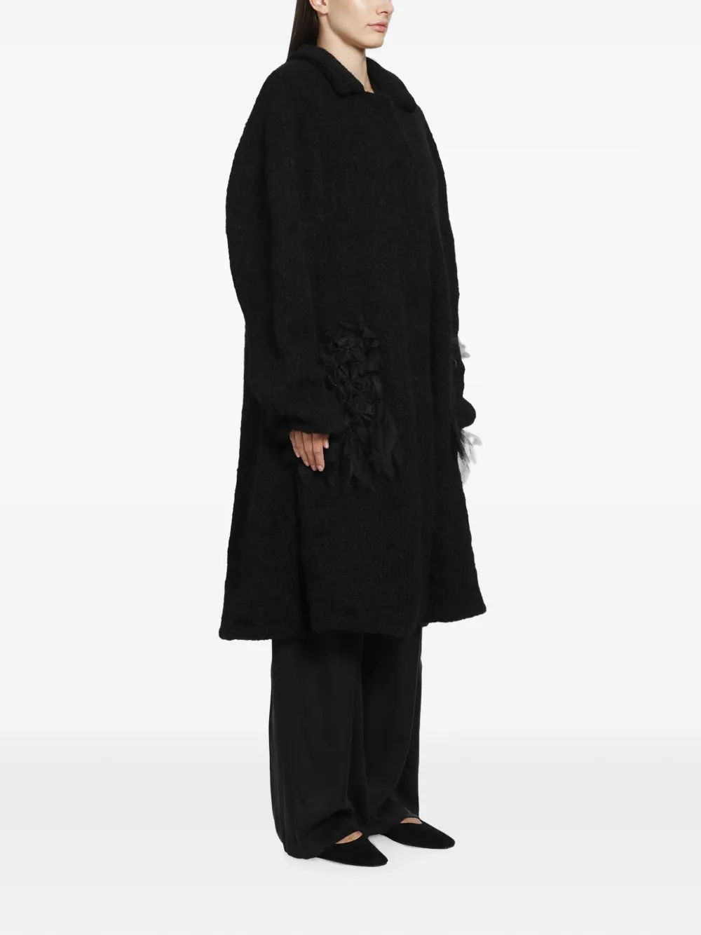 Pauline Dujancourt Annie Hand-knit Coat in Black, view 2