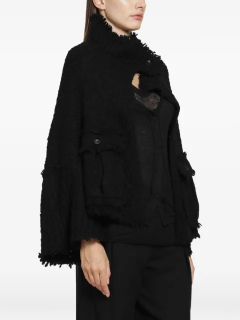 YEHUAFAN fringed bouclé-knit cardigan