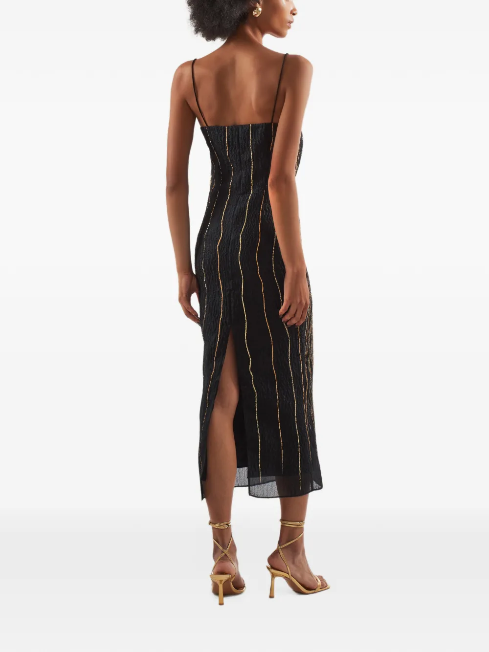Taller Marmo Showgirl midi-jurk met spaghettibandjes Zwart